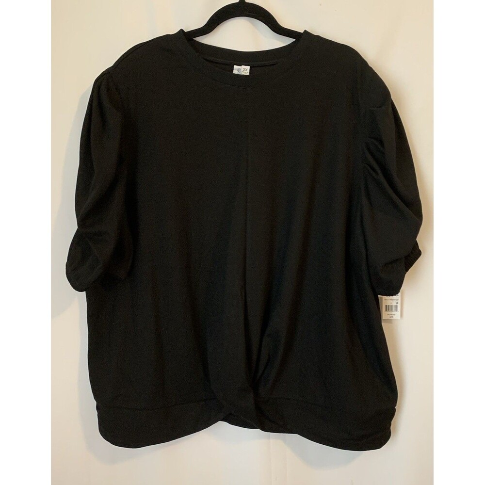Grace + Karma Size 2X Top Black Twist Front New